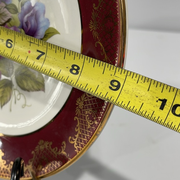 Weatherby Royal Falcon Roses Floral Design Plate Gold Patterned Rim England - Picture 10 of 11